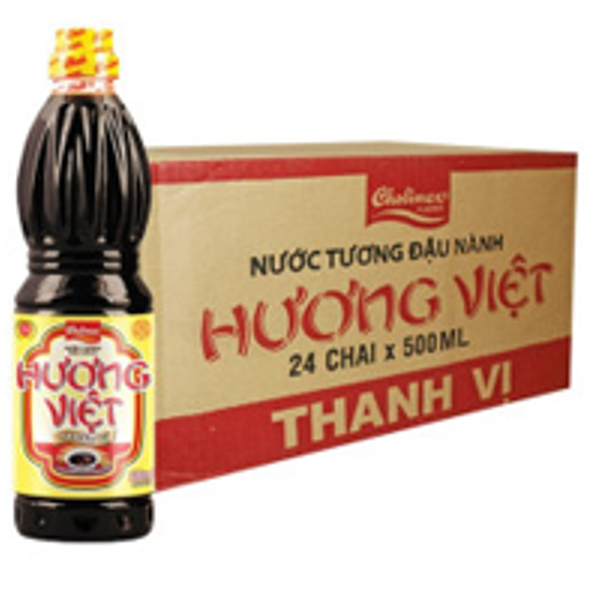 Nước tương Hương Việt Đậu nành thanh vị chai 500ml Thùng 24 chai